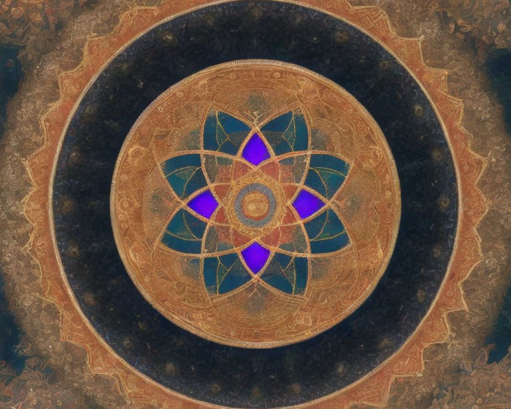 Symmetrical Mandala Fractal Image with Vibrant Colors