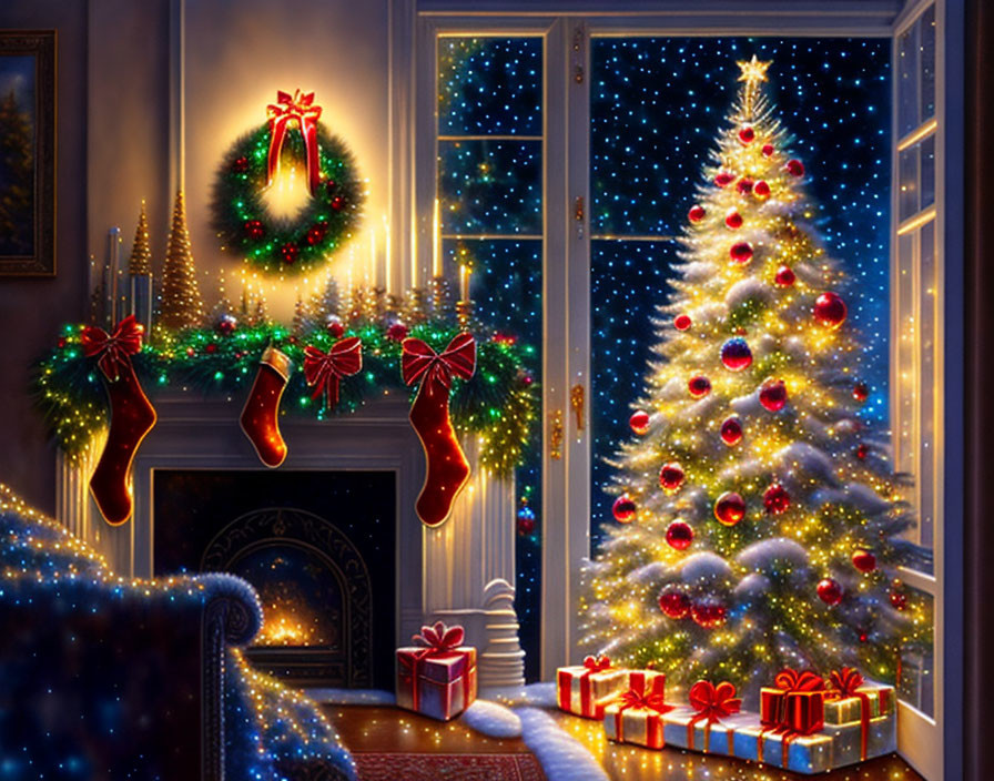 Fantastico albero natalizio con regali