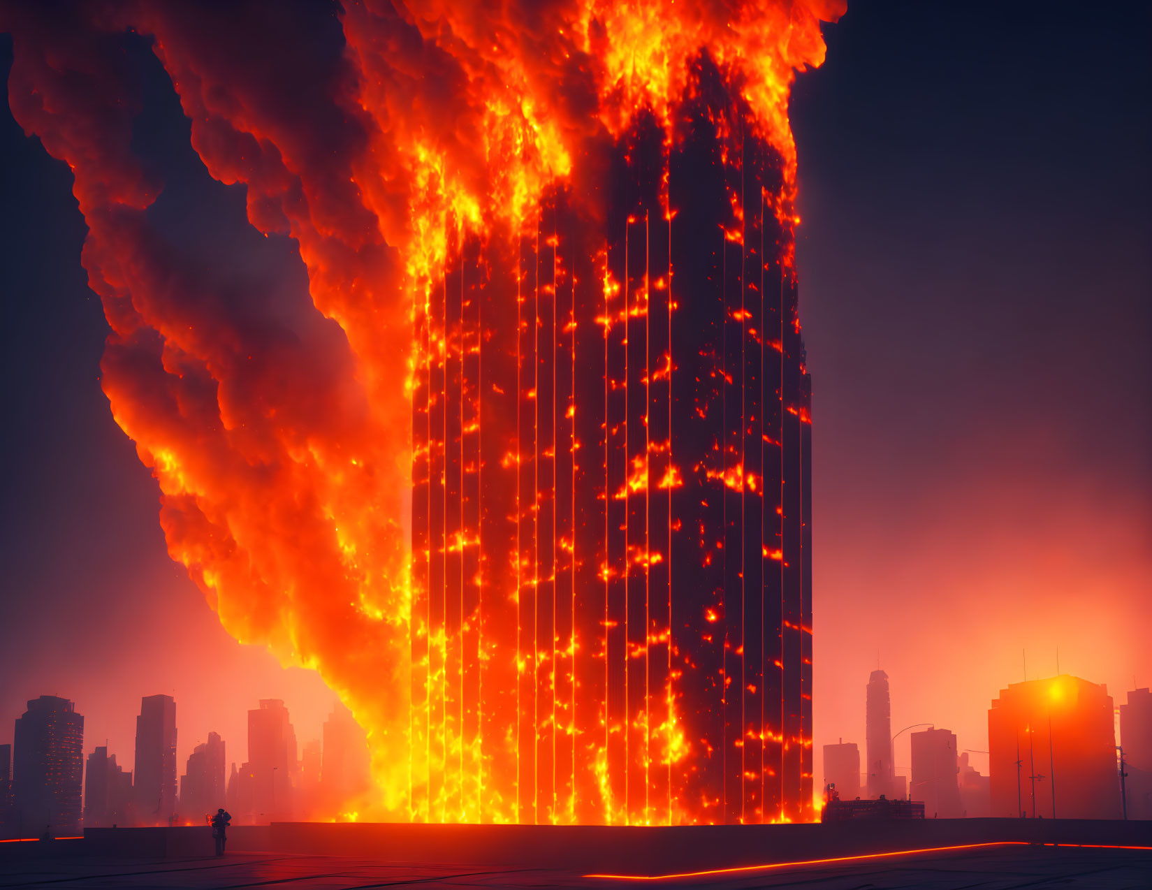 Burning city 