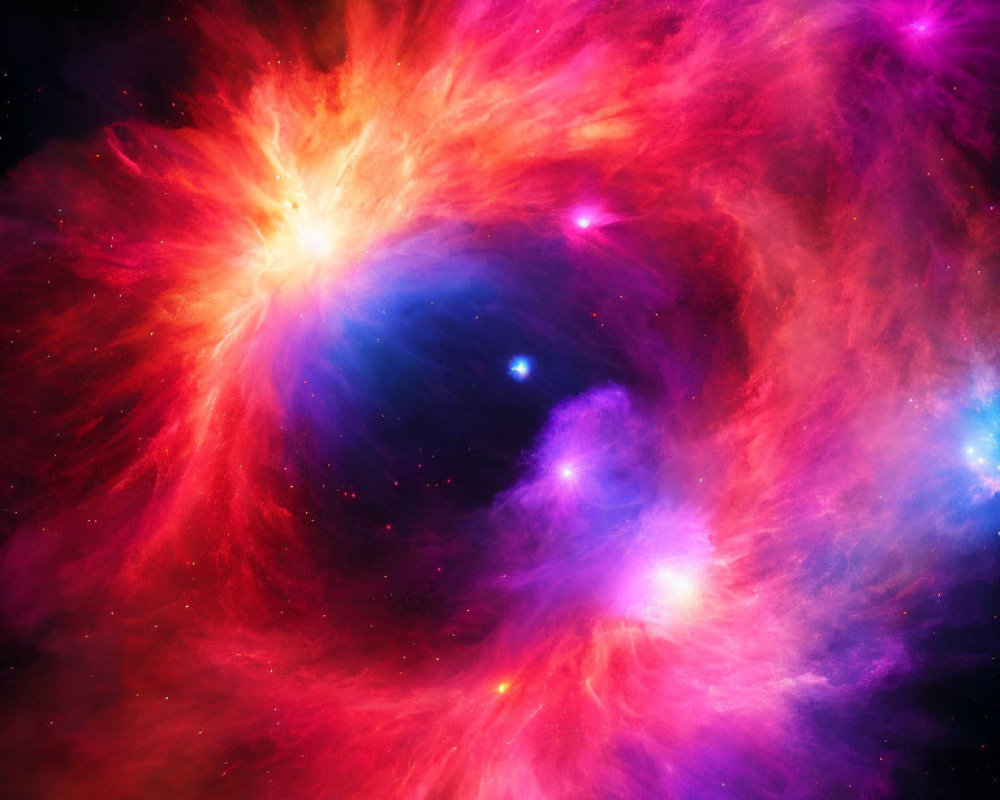 Colorful swirling nebulae and star formation in deep space.
