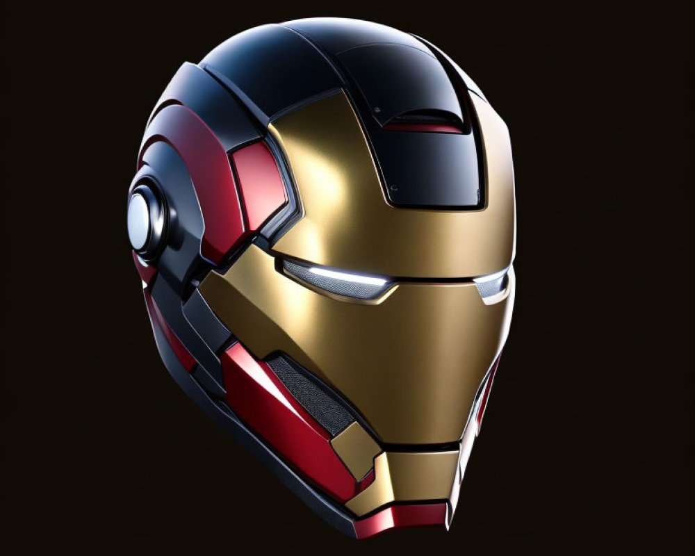 Iconic Iron Man Helmet in High-Resolution Gold and Red Colors