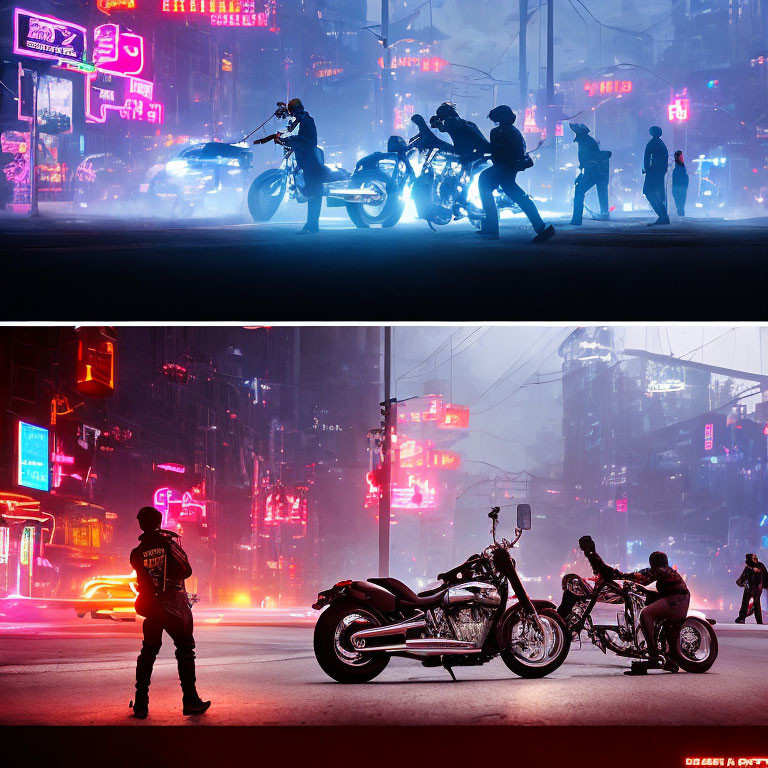 Motorcyclists at Night: Silhouettes vs. Visible Rider