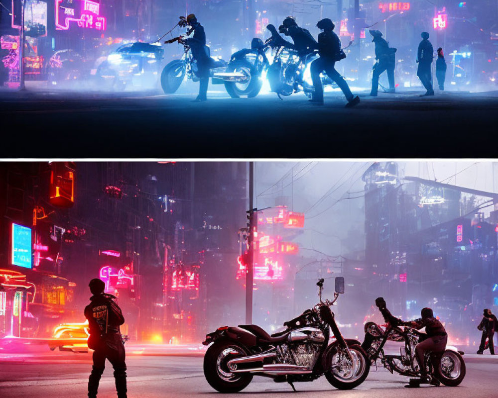 Motorcyclists at Night: Silhouettes vs. Visible Rider
