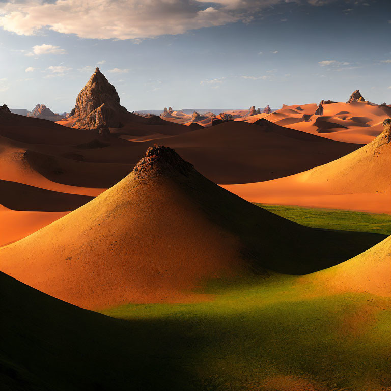 Desert Landscape with Sand Dunes and Rock Formations