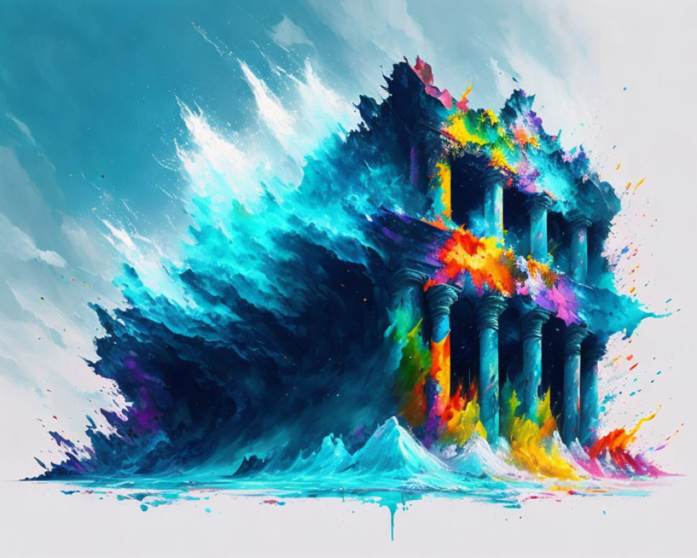 Colorful Abstract Painting Fusing Architecture and Modern Art
