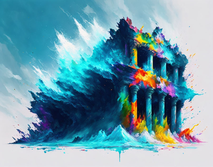 Colorful Abstract Painting Fusing Architecture and Modern Art