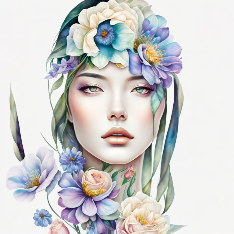 Watercolor flowerface