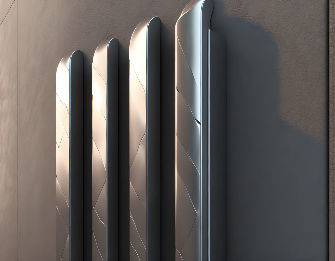 Sleek vertical wall-mounted radiators with reflective surface