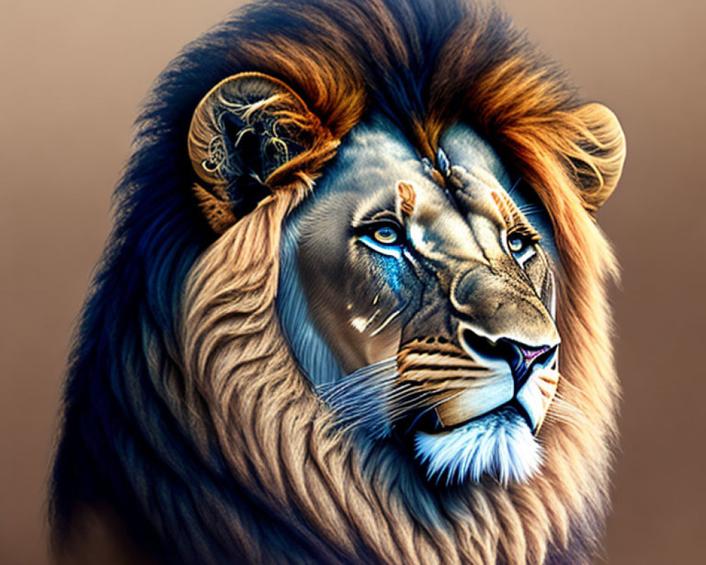 Lion's Face Illustration: Realistic vs. Tribal Art Blend