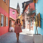 Colorful Painting of Person in Whimsical Street