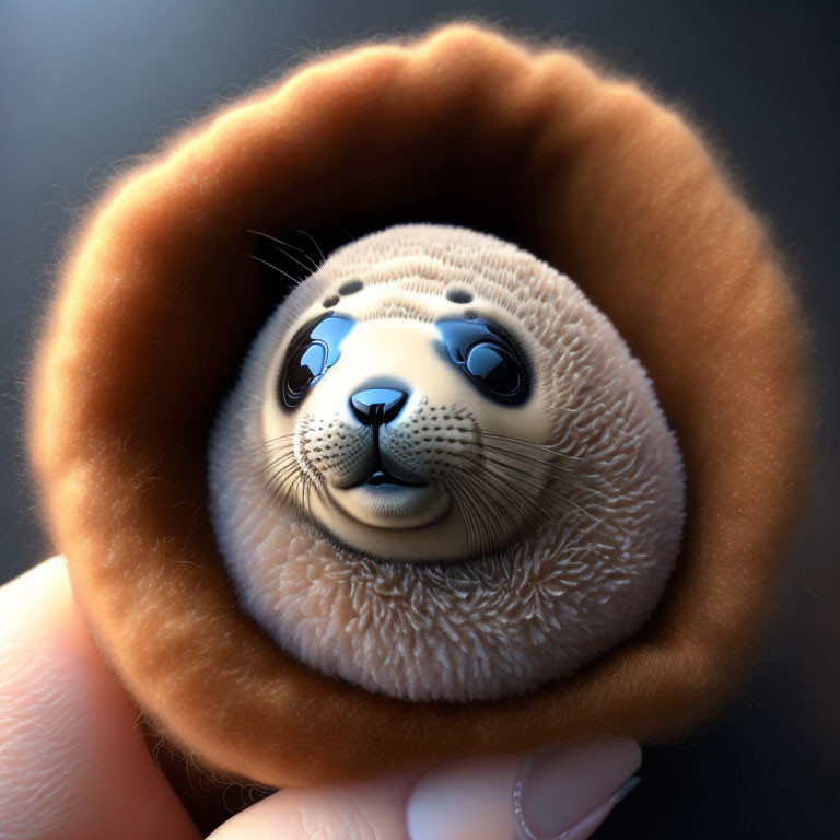 Adorable Baby Seal Illustration in Doughnut Blanket