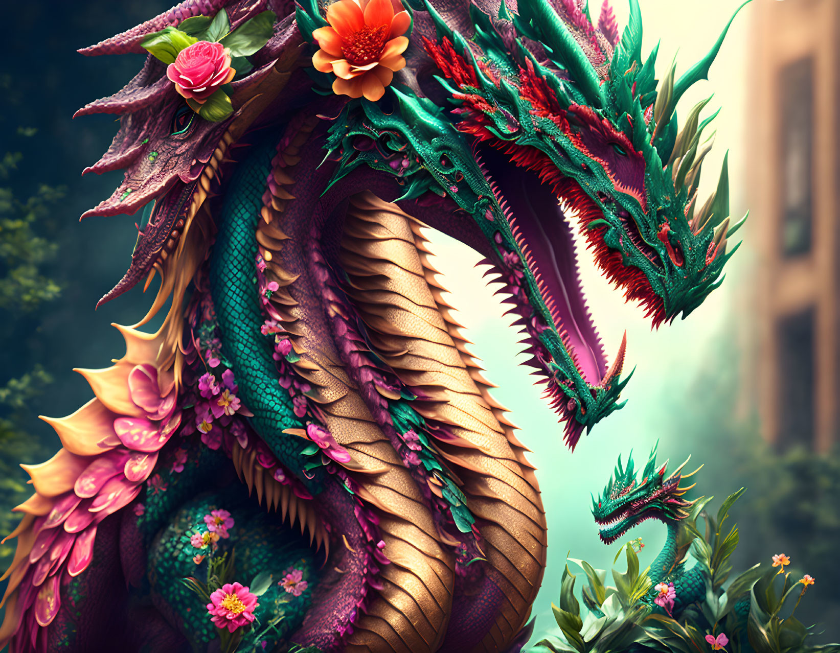 A dragon of flowers