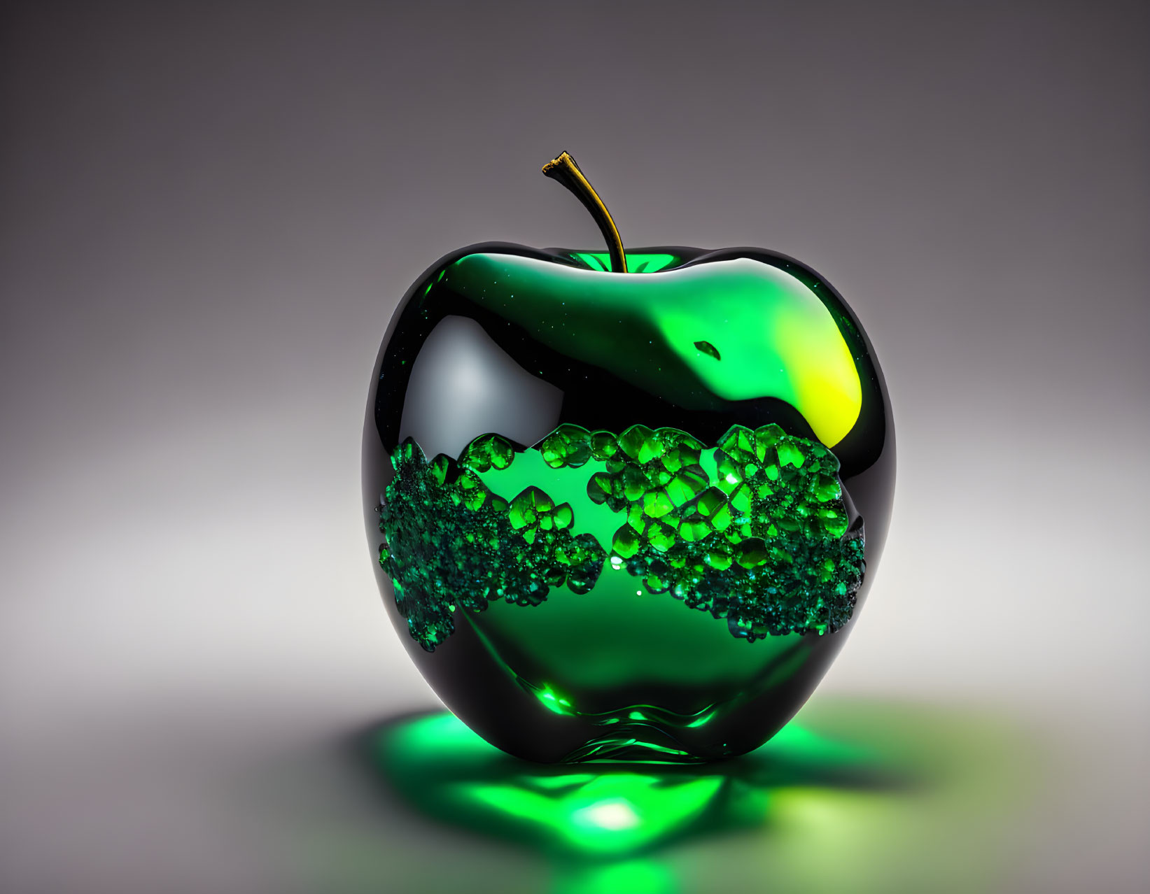 Green apple with bubble-like structures for a unique look