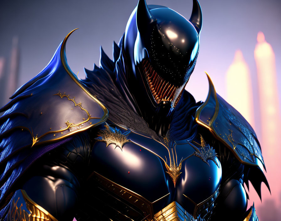 Stylized Batman in Gold-Accented Armored Suit