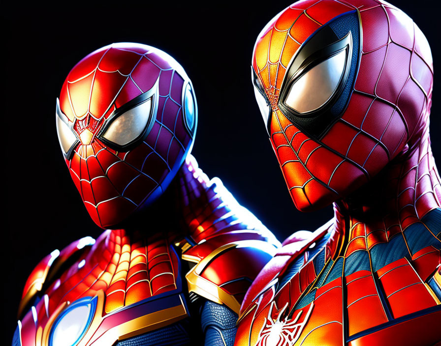 Detailed Spider-Man Figures with Advanced Armor Design Stand Together