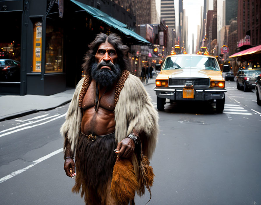 Random Caveman in a street of new york