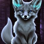 Anthropomorphic fox creature with glowing blue eyes and illuminated ears.