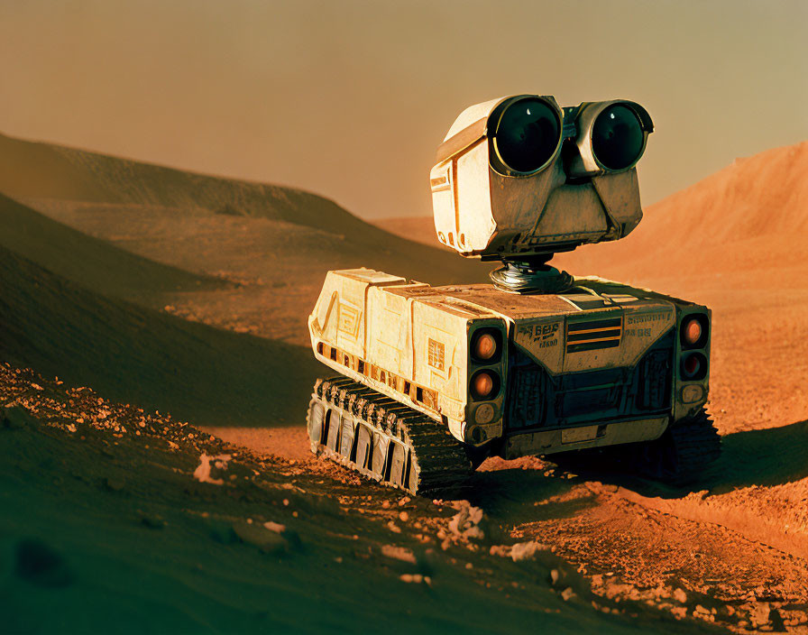 Binocular-like Head Tracked Robot in Reddish Desert Environment