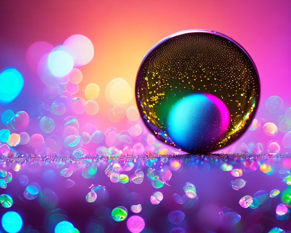 Colorful Bubble Background with Vibrant Patterns on Glittery Surface