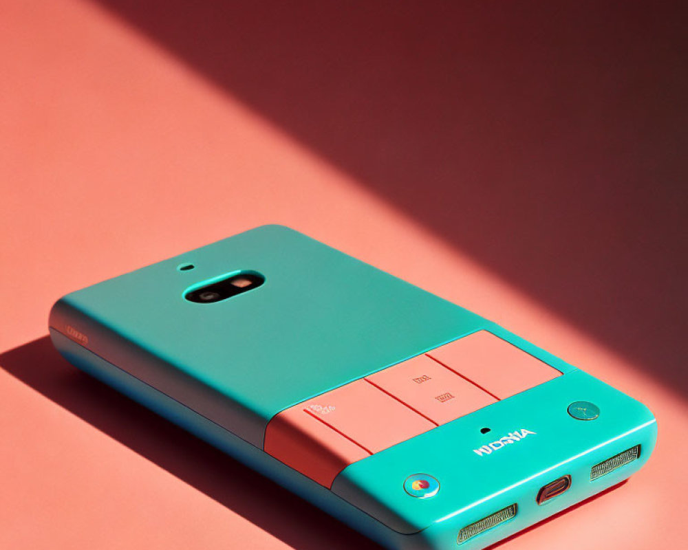 Turquoise Nokia Smartphone with Retro Design on Pink Background