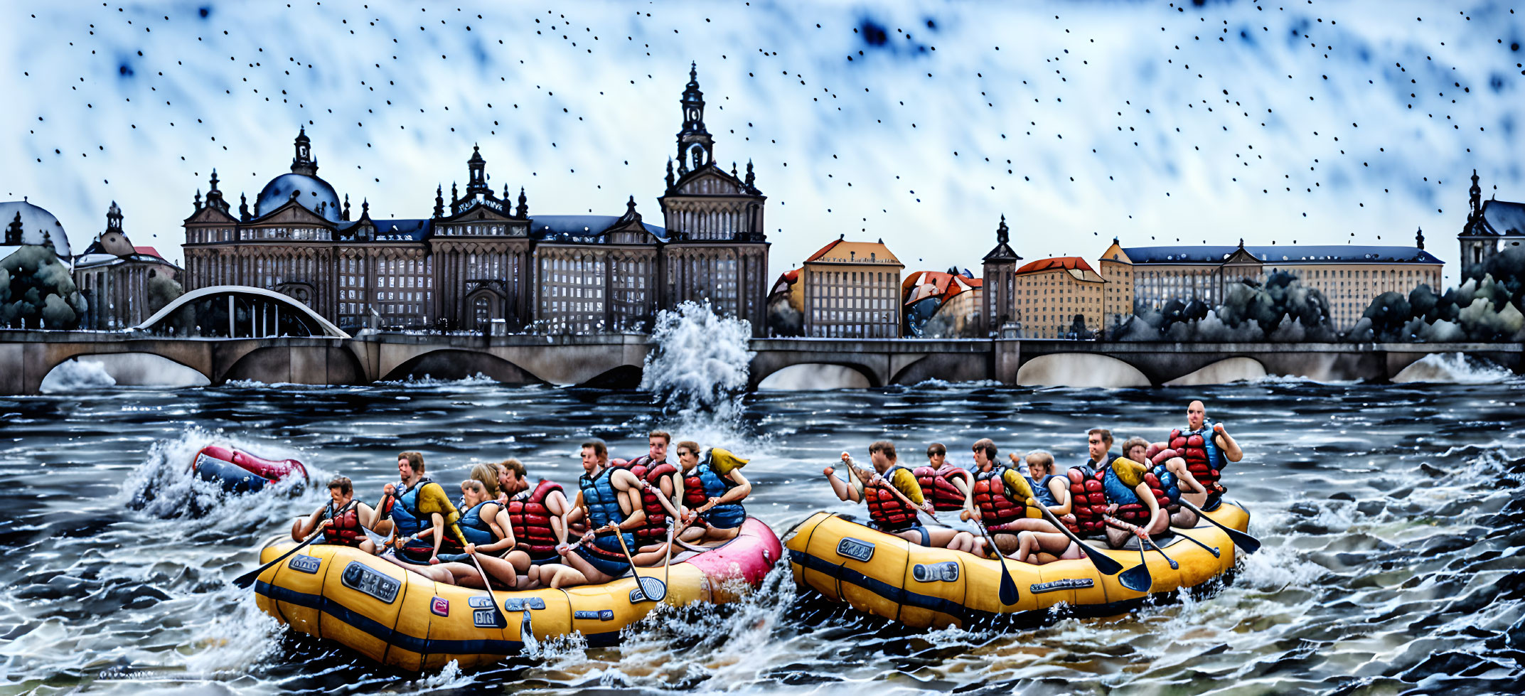 Rafting on the Elbe in Dresden