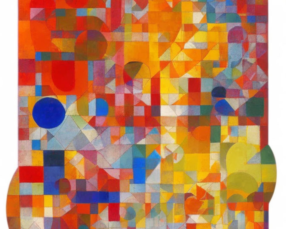 Colorful Abstract Painting with Overlapping Geometric Shapes