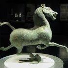 Celadon-Glazed Porcelain Sculpture of Stylized Horse