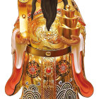 Golden Chinese Deity Statue with Ornate Details and Flowing Robes