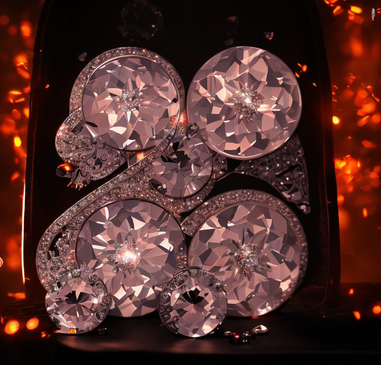 Luxurious Diamond-Studded Number 8 Sparkling on Fiery Backdrop