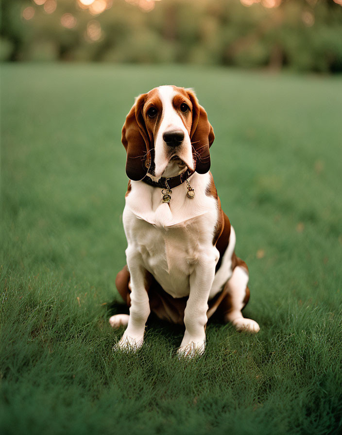Inquisitive basset hound
