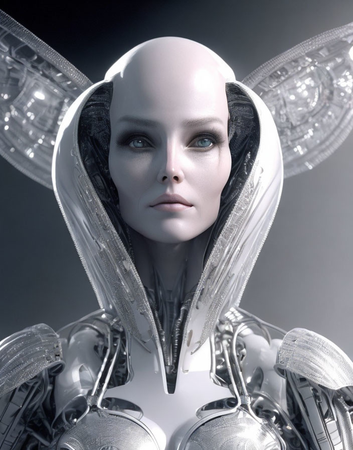 Bald Humanoid Robot with Intricate Mechanical Parts