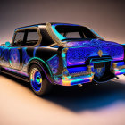 Vintage Car with Elaborate Neon Patterns and Underglow