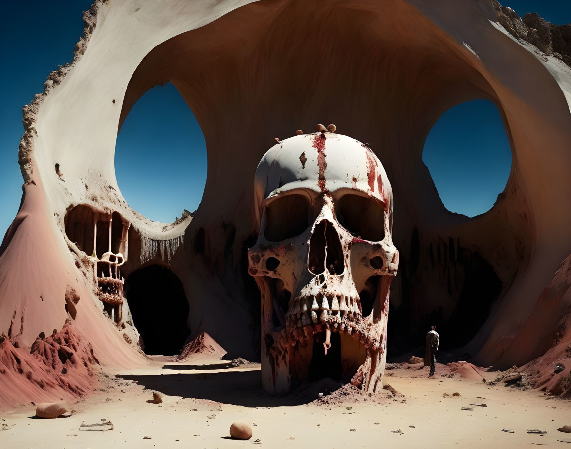 Desert Landscape with Giant Skull-shaped Archways