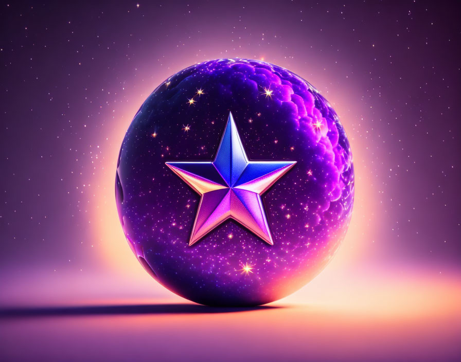 Colorful 3D celestial sphere with star on gradient background
