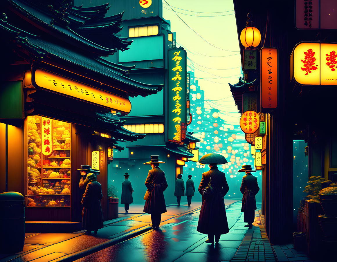Tokyo in the style of John Atkinson Grimshaw