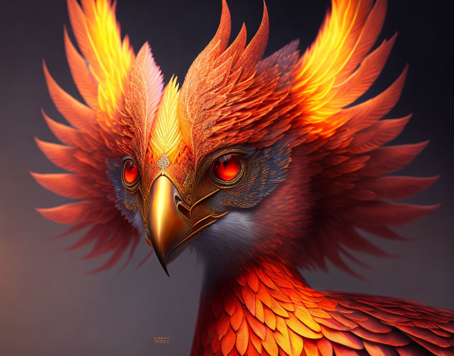 Colorful Phoenix Illustration with Intricate Details