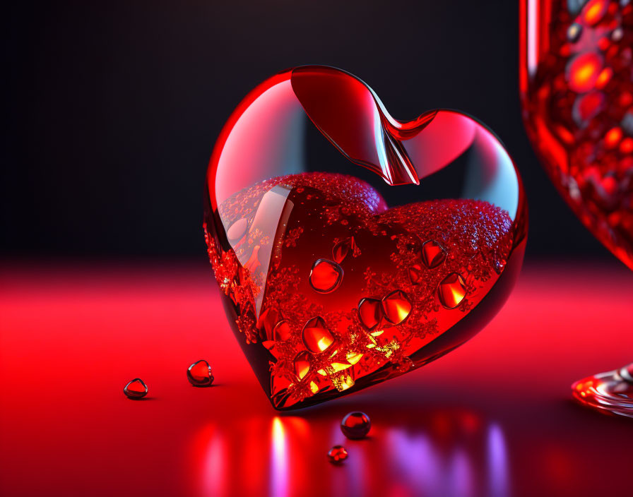 Glossy Heart with Cut-Out Design and Smaller Hearts in 3D Rendering