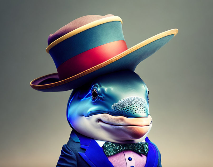 dolphin in a top hat
