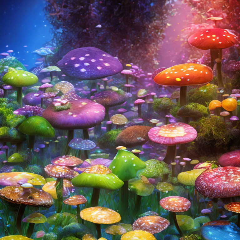 Fantastical Mushroom Forest in Vibrant Colors