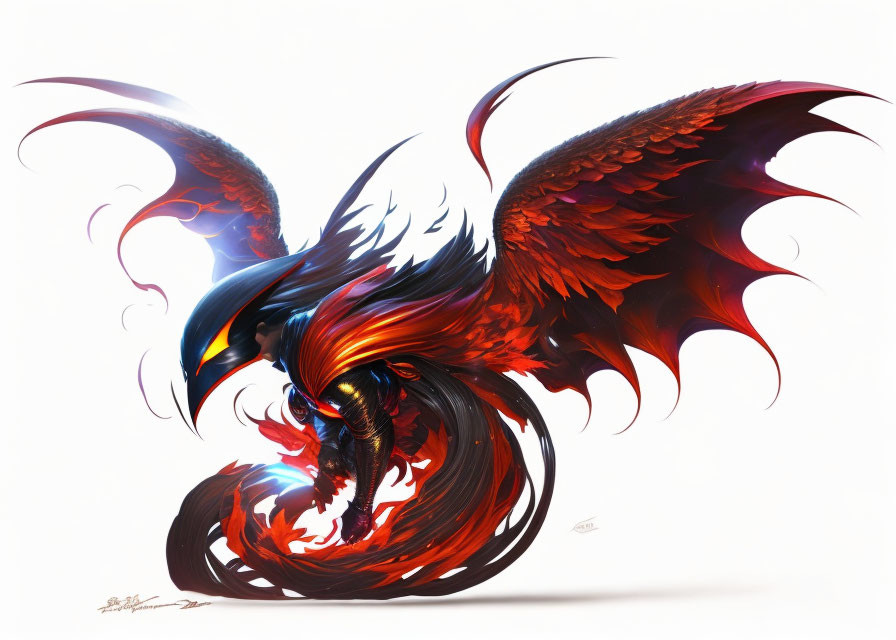 Mythical Phoenix Illustration with Fiery Plumage