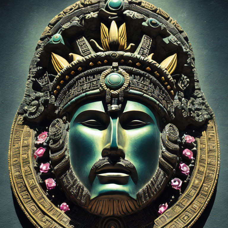 Intricate Metallic Mask with Gemstone Embellishments