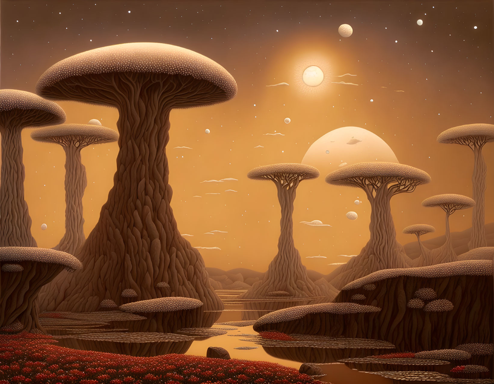 Tranquility Planet of giant terraforming mushrooms