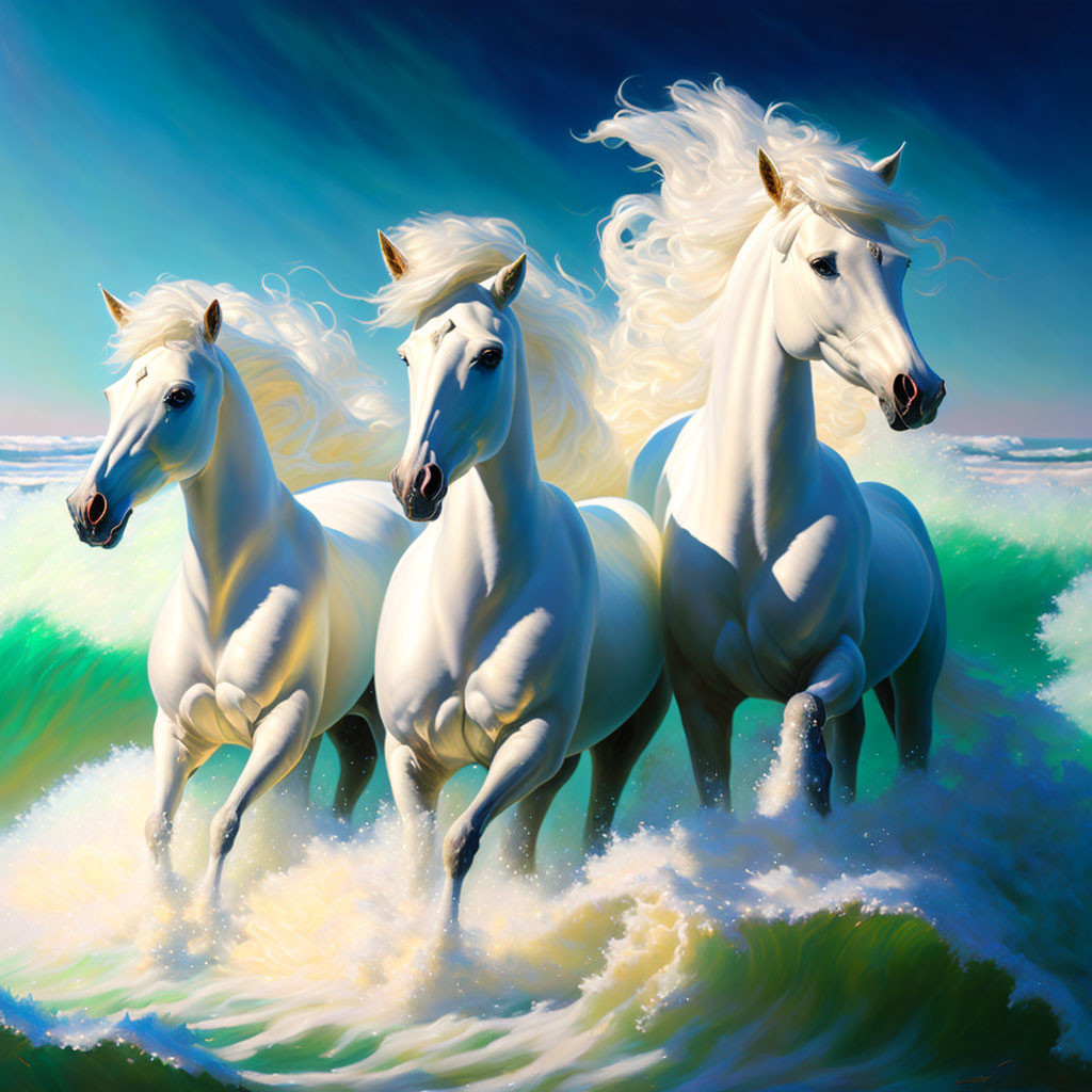The waves are capped with white horses