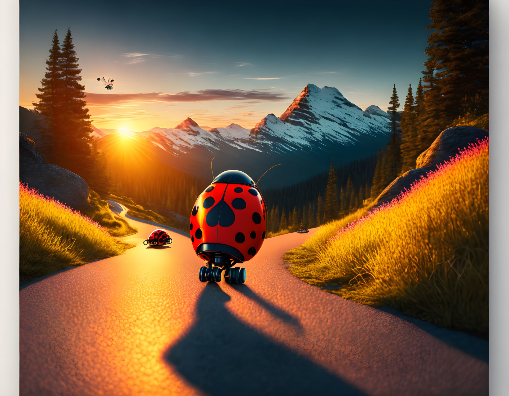 Downhill Ladybug run