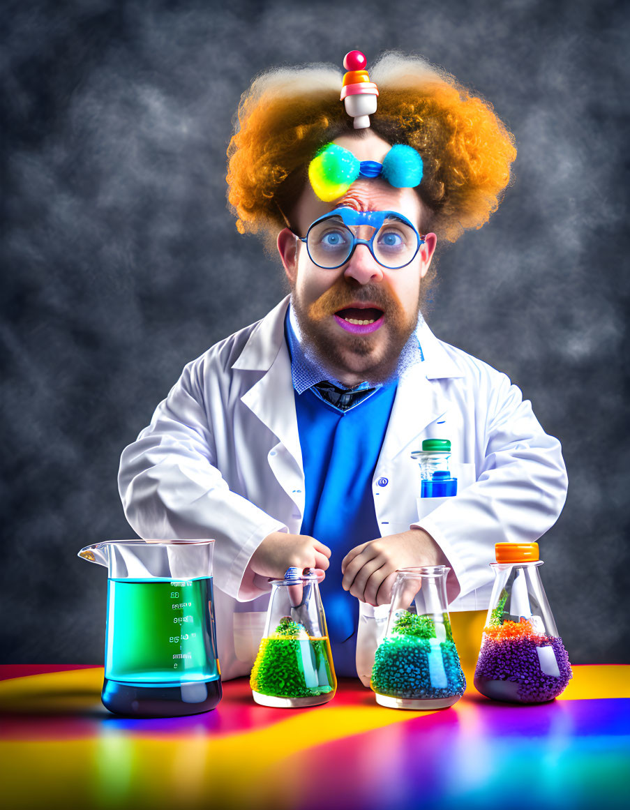 Colorful Lab Experiments by Surprised Scientist