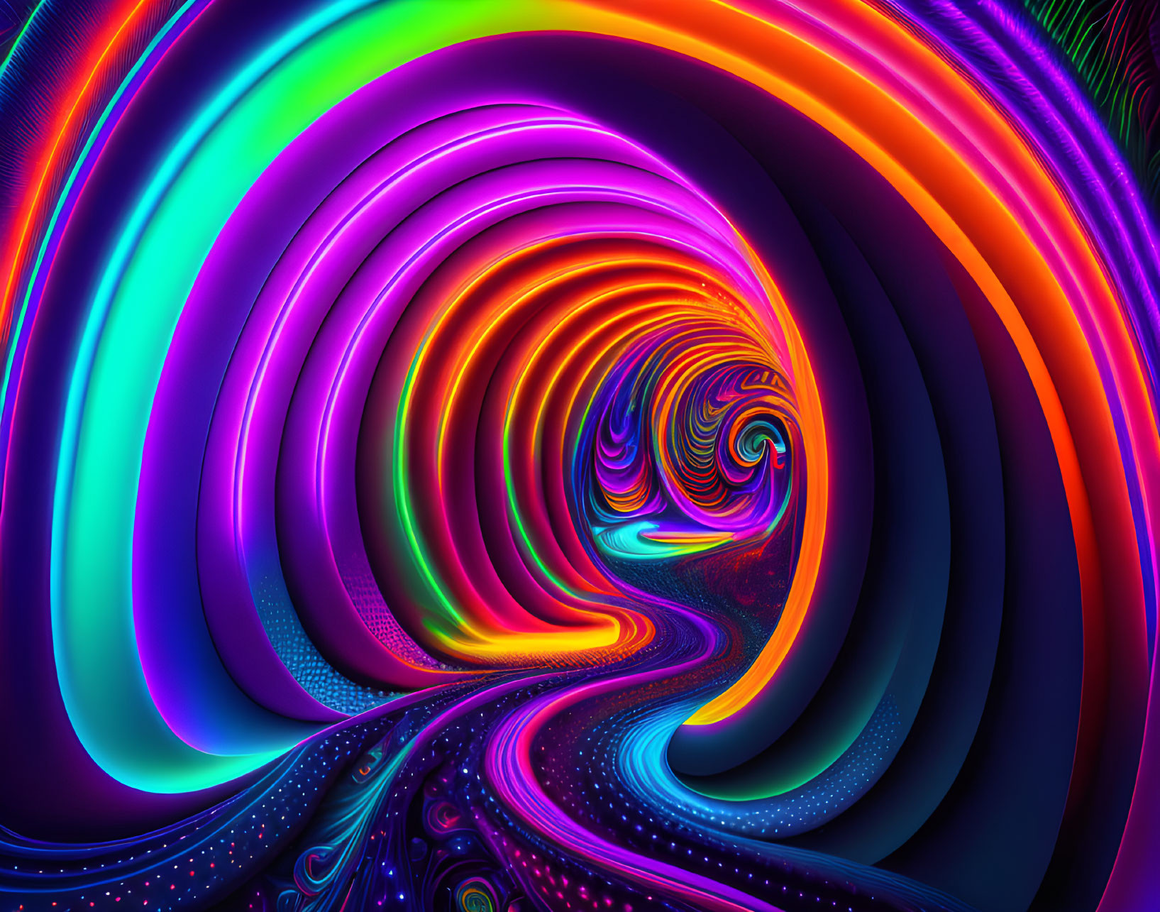 Colorful Neon Tunnel Digital Art with Psychedelic Patterns