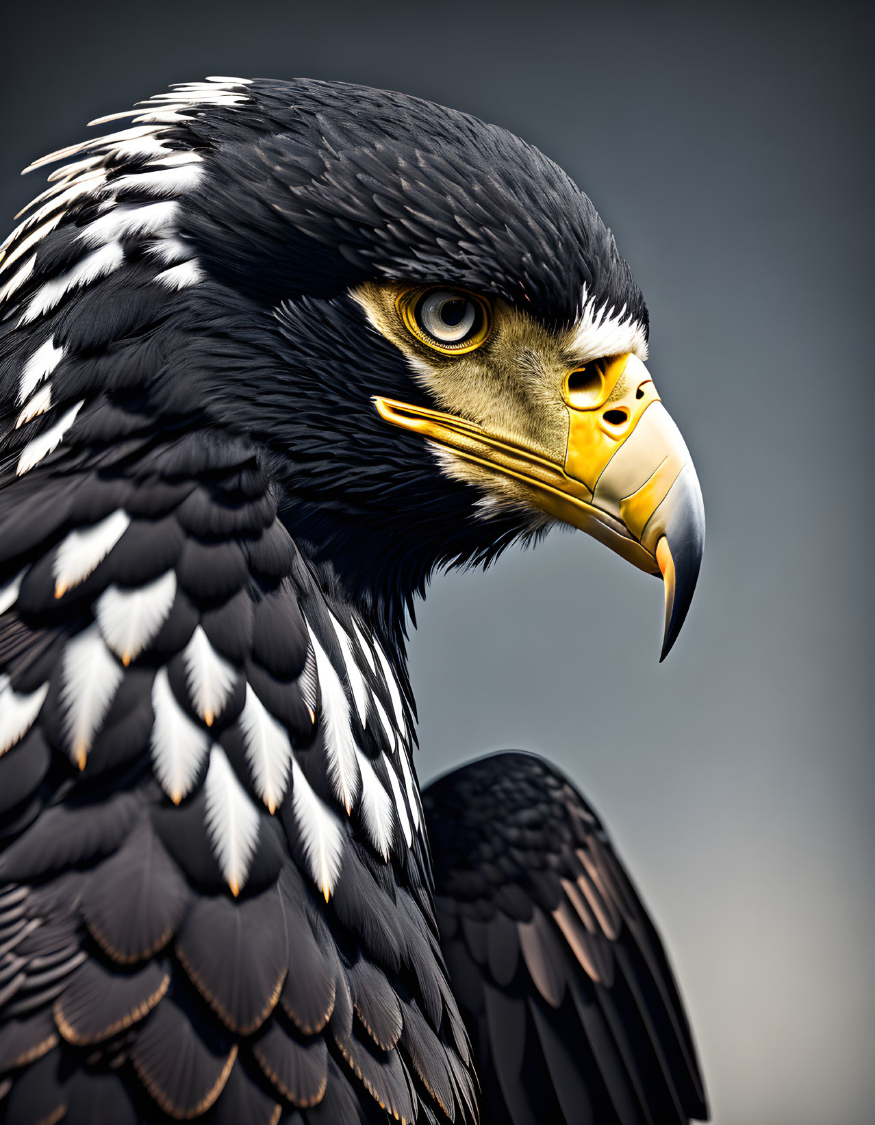 Majestic eagle with sharp beak and intense eyes