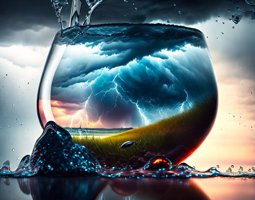Thunderstorm in the glass