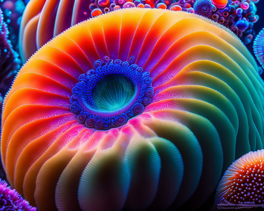 Colorful Rainbow Sea Anemone with Delicate Tentacles