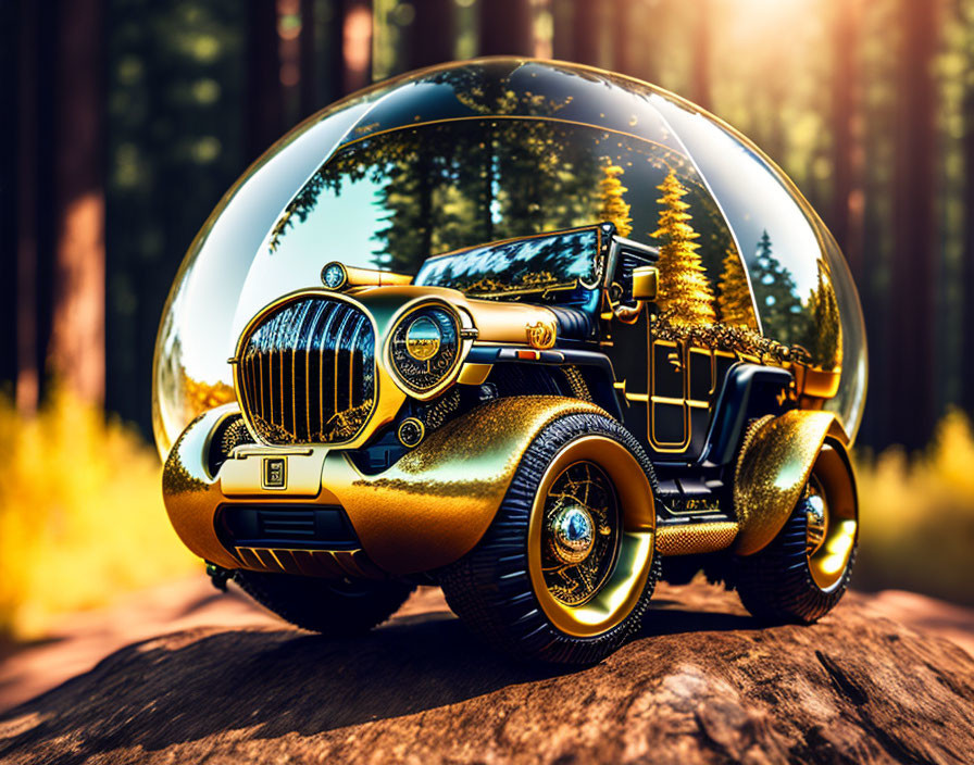 Golden jeep in nature